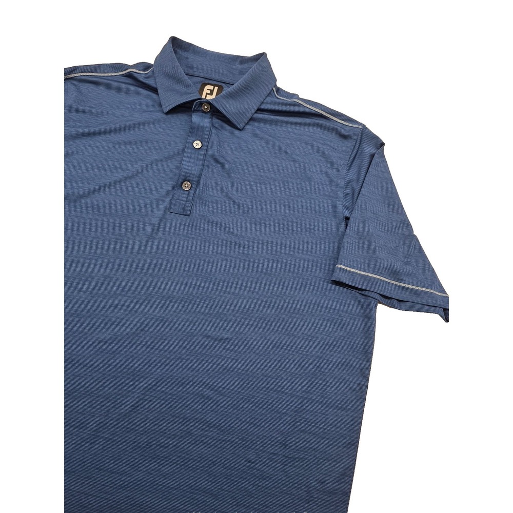 Footjoy Polo Shirt Mens Large Blue Heathered Performance Golf Short Sleeve